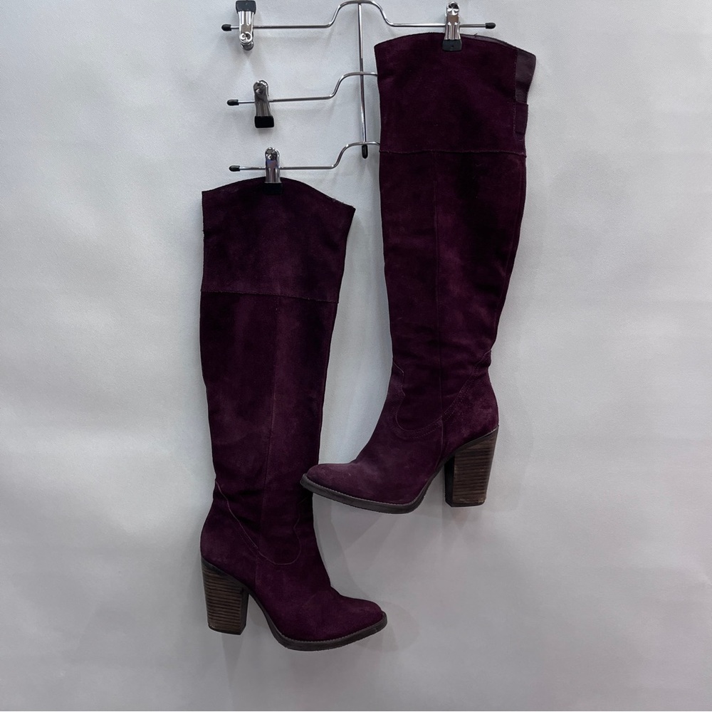 Steve Madden Purple Suede Knee-High Block Heel Boots